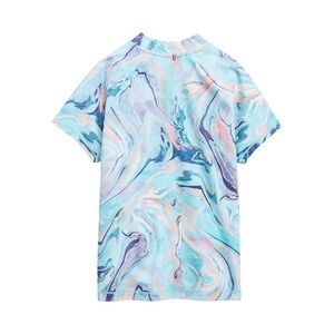 Athleta Kids Swim Rashguard - Blue and Pink Marble